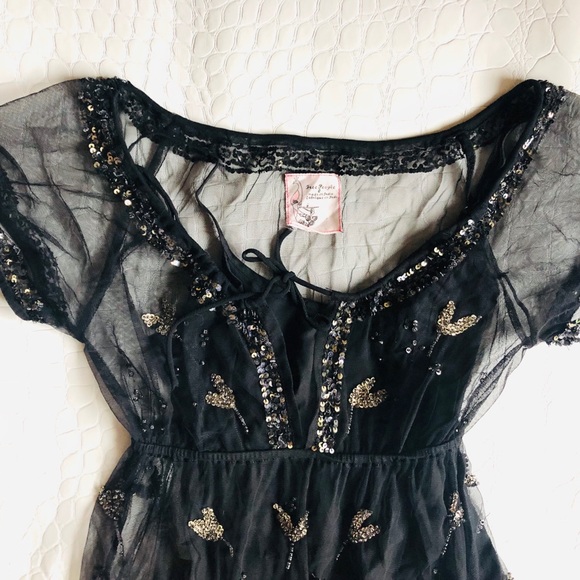 Free People Sequined Elephant Sheer Mini Dress - Picture 5 of 6